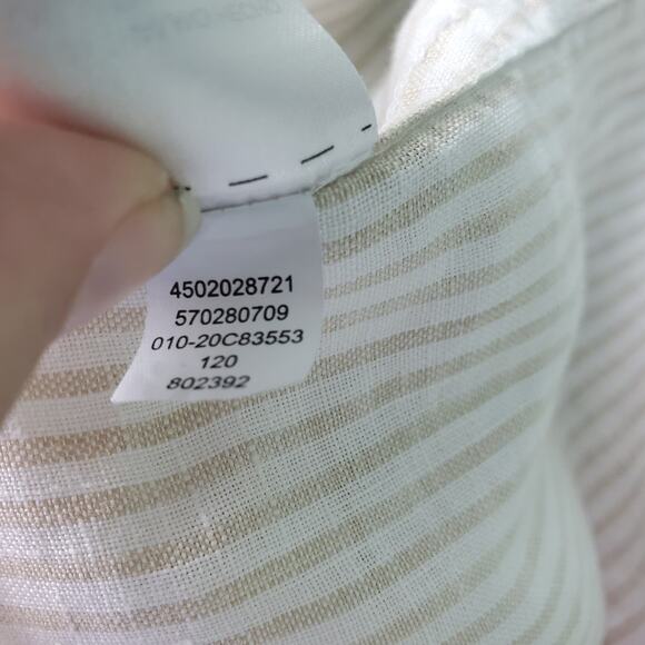 Chicos Womens No Iron Linen Striped Print Rolltab Sleeve Button Shirt Size 2.5 L - Picture 6 of 6